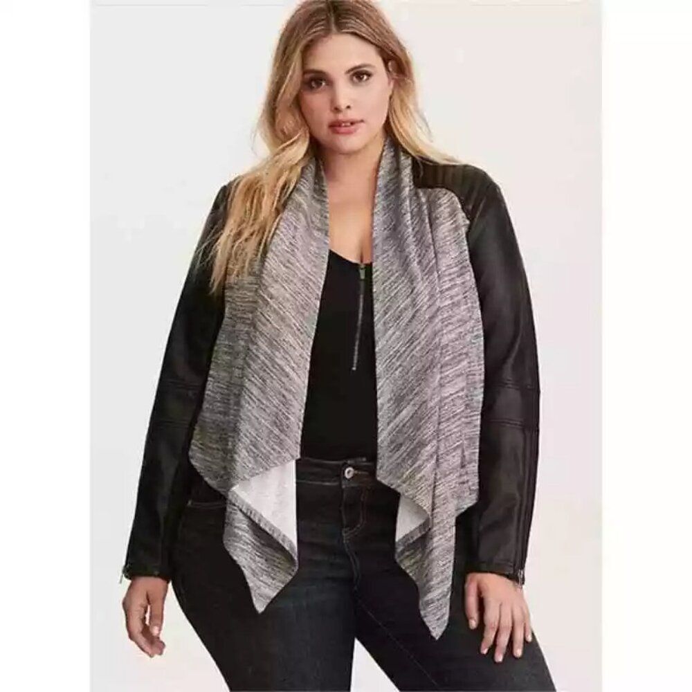 Torrid Size 2X Moto Jacket Waterfall Faux Leather NWOT
